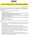 POLICY FOR QUALITY AND ENVIRONMENT